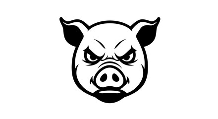 vector art line of angry cute pig face with fire effect and siluet effect suitable for mockup and logo product of team isolated white background