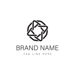 Abstract Geometric Logo: A modern, minimalist logo design featuring interwoven geometric shapes, embodying innovation and synergy in a clean, professional style.