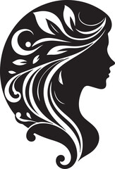 Elegant female silhouette with floral flowing hair in vector style – perfect for beauty salons, haircare branding, spa logos, and feminine designs.

