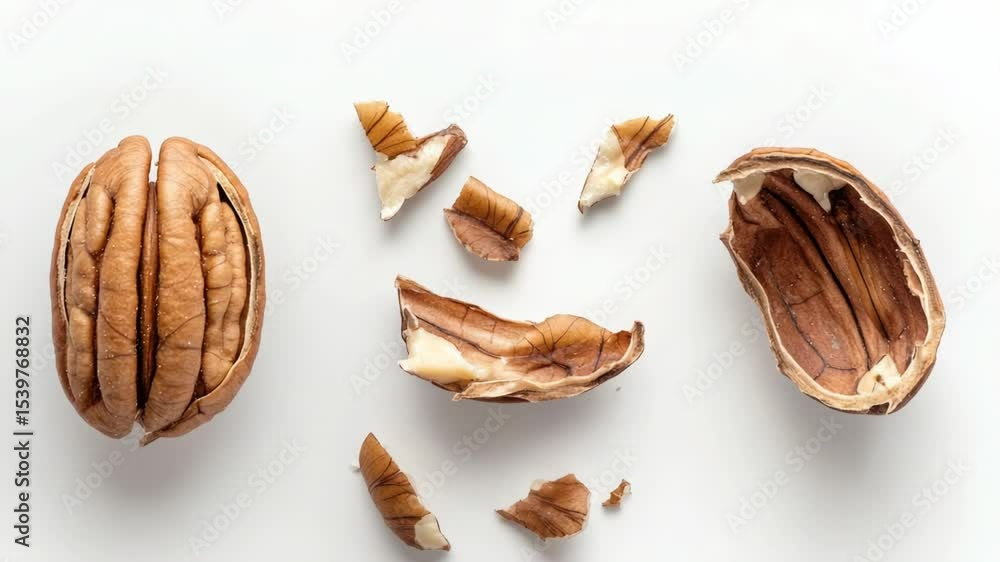 Poster a single peeled walnut is displayed on a clean white surface, perfect for use in food, design or pho