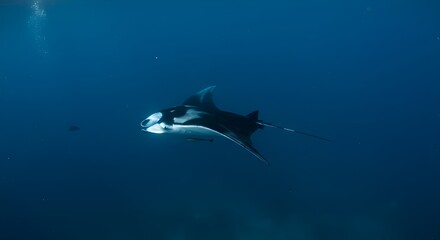 Obraz premium manta ray soaring through deep sea