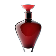Red glass bottle object on transparent background.