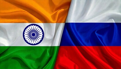 ロシアとインドの国旗。(Russia flag and India flag.)
