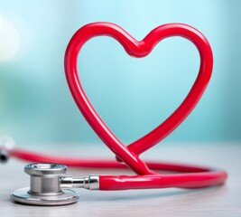 Red Stethoscope in Heart Shape: A Symbol of Healthcare and Love