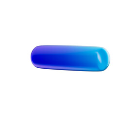 3D Glossy blue minus symbol with a modern, sleek and minimalistic design. 3d illustration