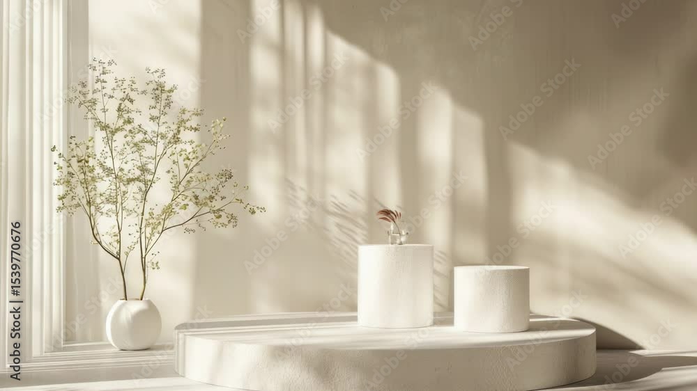 Aufkleber A pair of vases placed on a table near a window, with soft lighting and minimal background