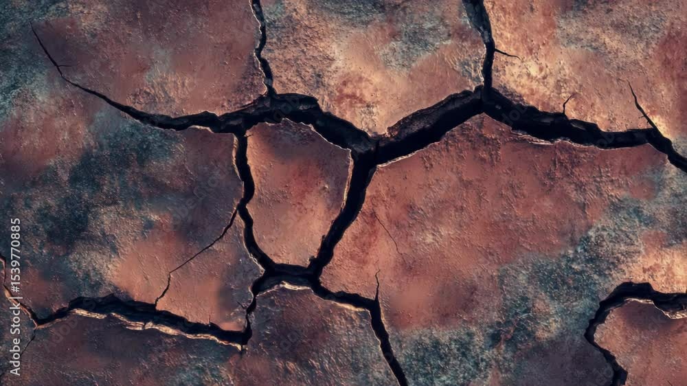 Poster close-up shot of a cracked earth surface with intricate patterns