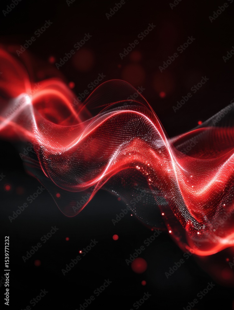 Poster dynamic red and black electric wave crashing into blank space with vibrant energy