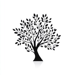 Obraz premium Vector Black Tree of Life Icon on White Background