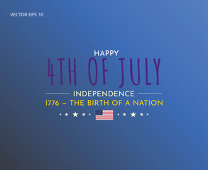 Purple Highlighted 4th of July Design with American Flag and 1776 Quote