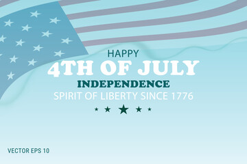 Light Blue 4th of July Design with Stars and Spirit of Liberty Slogan