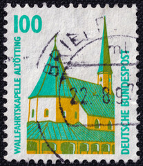Pilgrimage Chapel (Altotting) on a 1994 Germany vintage postage stamp. Sights Series