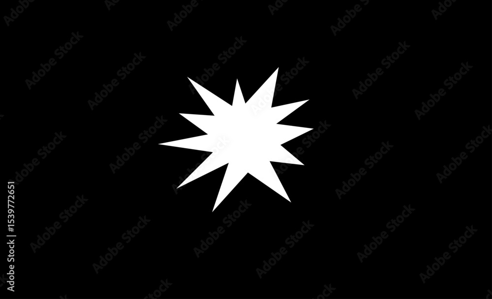 Poster starburst shape on black background | abstract geometric graphic element for design overlays, emphas