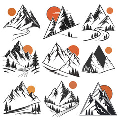 Mountains Logos 9 pieces