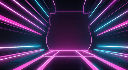 Abstract purple light waves create a glowing digital art background with bright lines and a futuristic star pattern