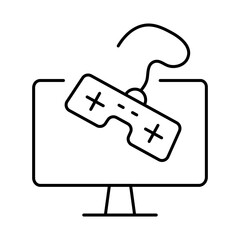 Monitor Line Editable Stroke Icon. PC, Computer Functions, Settings, Technology, Security, Shopping, Wallet, Marketing, Promotion, Communication Vector Illustration.