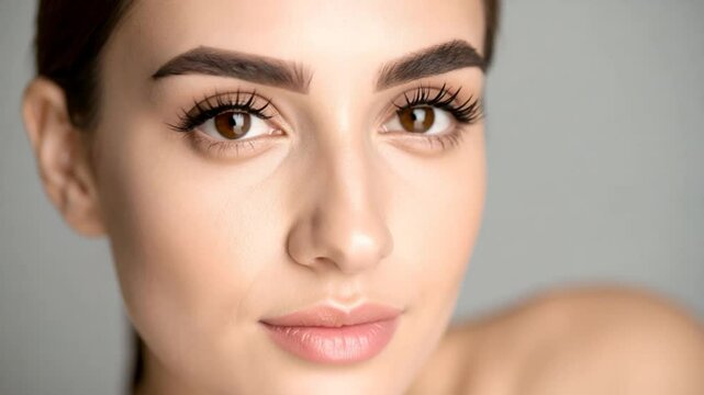 Woman face closeup makeup