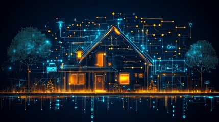 Digital Smart Home Architecture with Futuristic Technology Elements