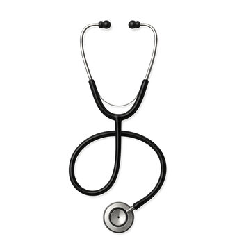 Medical stethoscope isolated on transparent white background with tubing