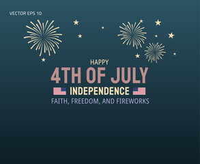 Colorful 4th of July Design with Fireworks and Patriotic Slogan