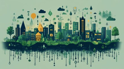 Urban Landscape with Nature Elements and Green City Vibes
