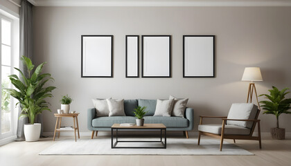 Modern living room design indoor home decor minimalist bright cozy atmosphere