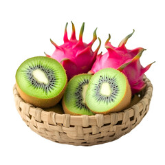 Fruit harvest kiwi and dragon fruit arrangement natural setting close-up view fresh produce delight
