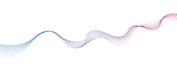 Flowing Dot Wave halftone gradient pattern on transparent background	