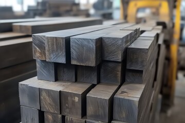 Closeup photo of manufactured steel beams