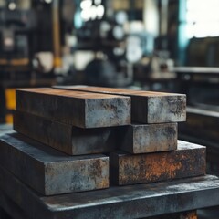 Closeup photo of manufactured steel parts
