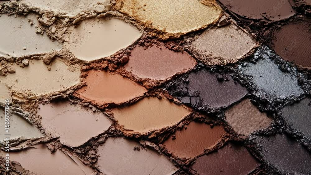 Poster A detailed view of a colorful eyeshadow palette with various shades and textures