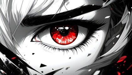 Red Eye Anime Closeup.