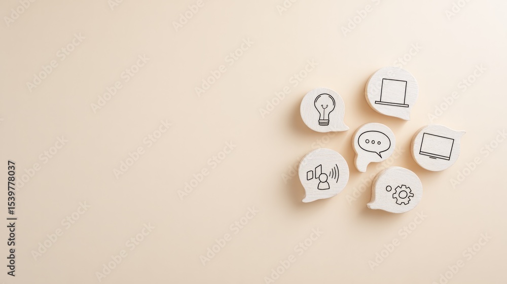 Poster clean photo depicting balance between hard and soft skills symbols of technology alongside abstract 
