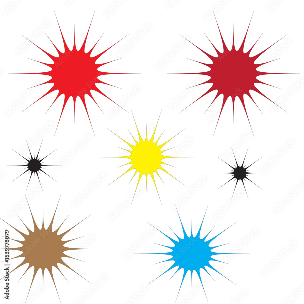 Aufkleber a collection of colorful starbursts arranged on a white background creating a vibrant and playful de