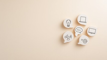 clean photo depicting balance between hard and soft skills symbols of technology alongside abstract representations