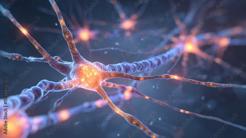 Aufkleber Glowing Nervous System Diagram Illustrating Highlighted Synapses Against a Gradient Background Showcasing Neural Pathways and Connections