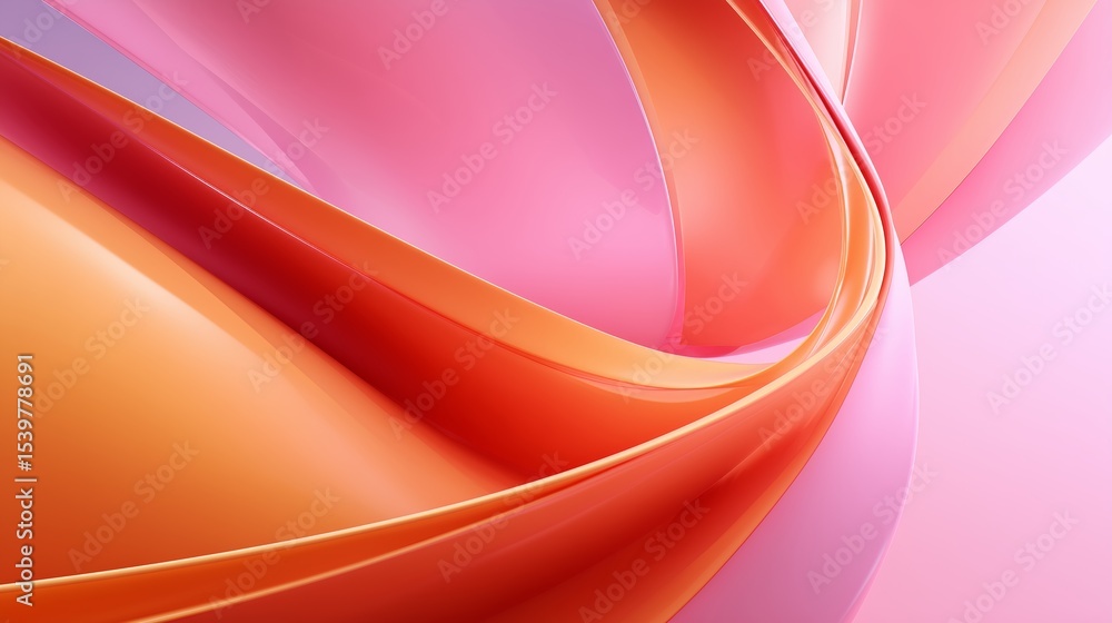 Poster abstract colorful waves in vibrant pink and orange tones creating a dynamic visual flow