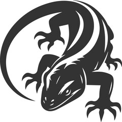 Vector illustration drawing silhouette of a reptile animal lizard isolated