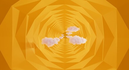 Obraz premium Abstract geometric tunnel with clouds