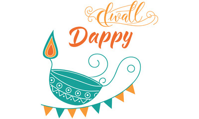 Happy diwali festive diya oil lamp illustration isolated on white background