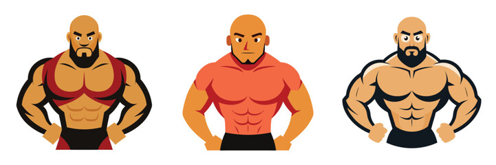 Fototapeta premium Muscular Bald Men Illustrations