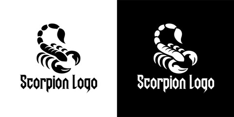 Abstract Scorpion Logo in Black and White with Unique Tail Design