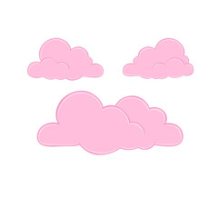 Cute Pink Clouds Clipart, Cartoon Style Weather Icons