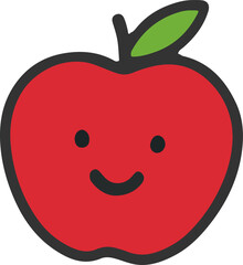 Cute cartoon red apple vector illustration. 