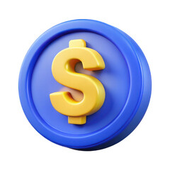 Obraz premium 3d render of a dollar sign coin isolated on transparent background