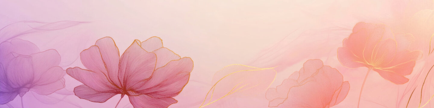 Fototapeta Abstract floral background with soft pastel colors and delicate flower silhouettes, creating a dreamy and elegant design with a focus on subtlety and beauty for graphic resources.