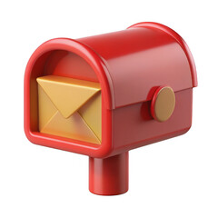 3D Red mailbox with envelope isolated on transparent background