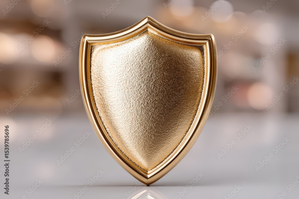 Aufkleber golden shield emblem representing protection and security with a sleek design reflecting light and d