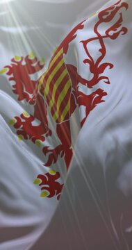 Flag of belgian province of Limburg, Flemish Region, Belgium. Loop. 4K Vertical