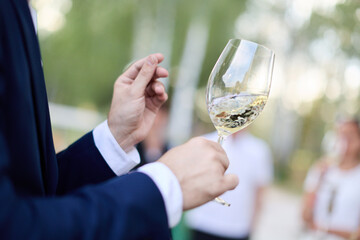 Elegant man  holding wine glass